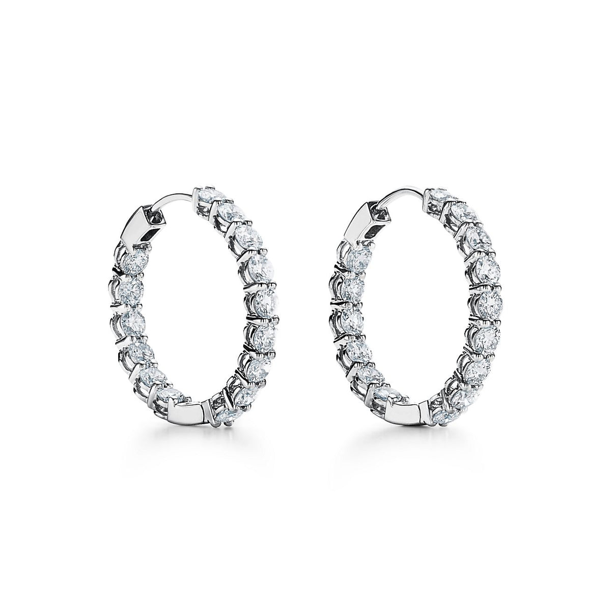 Tiffany Hoop Diamonds 18K Gold Earrings
