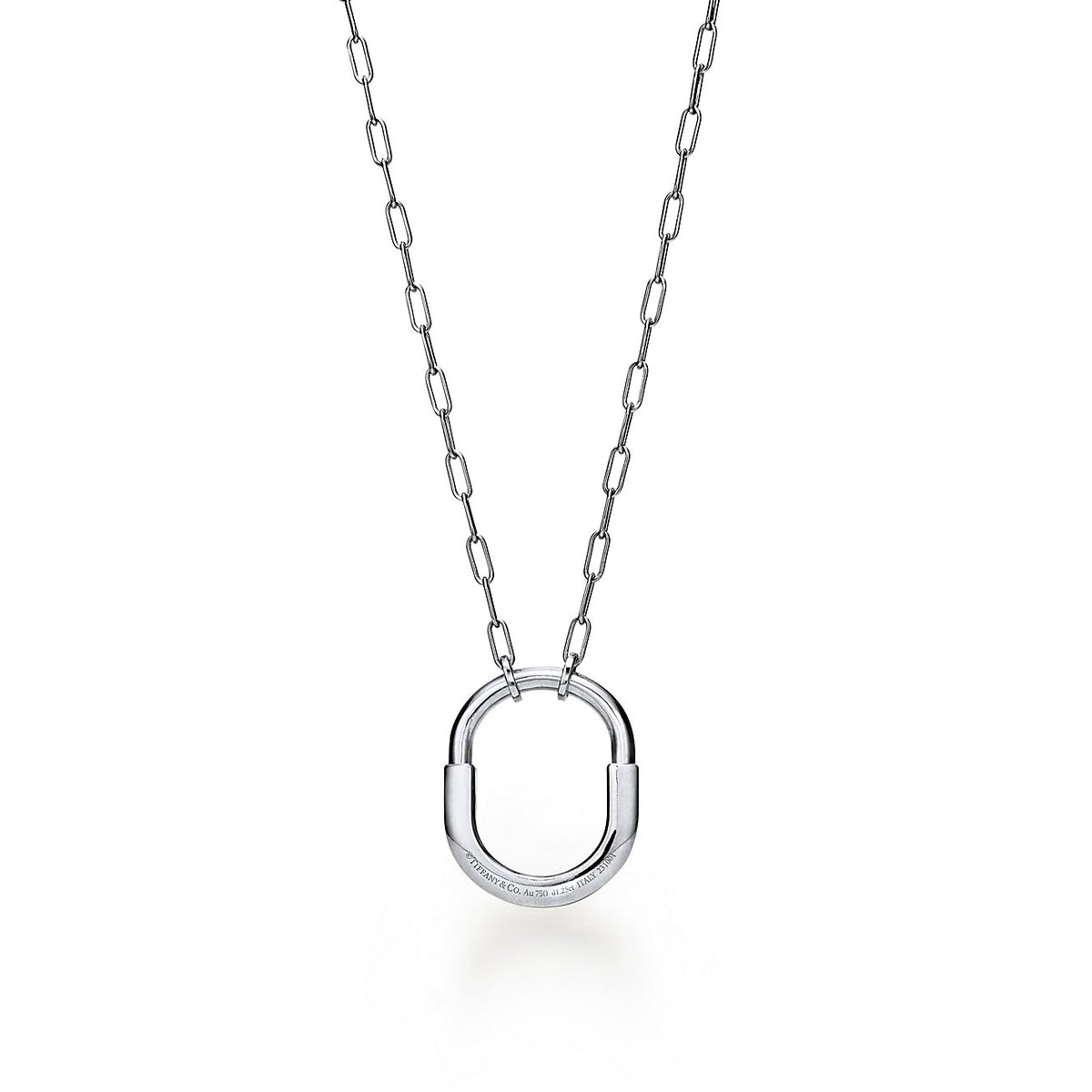 Tiffany Lock Pendant Pave Diamonds 18K Gold Necklace