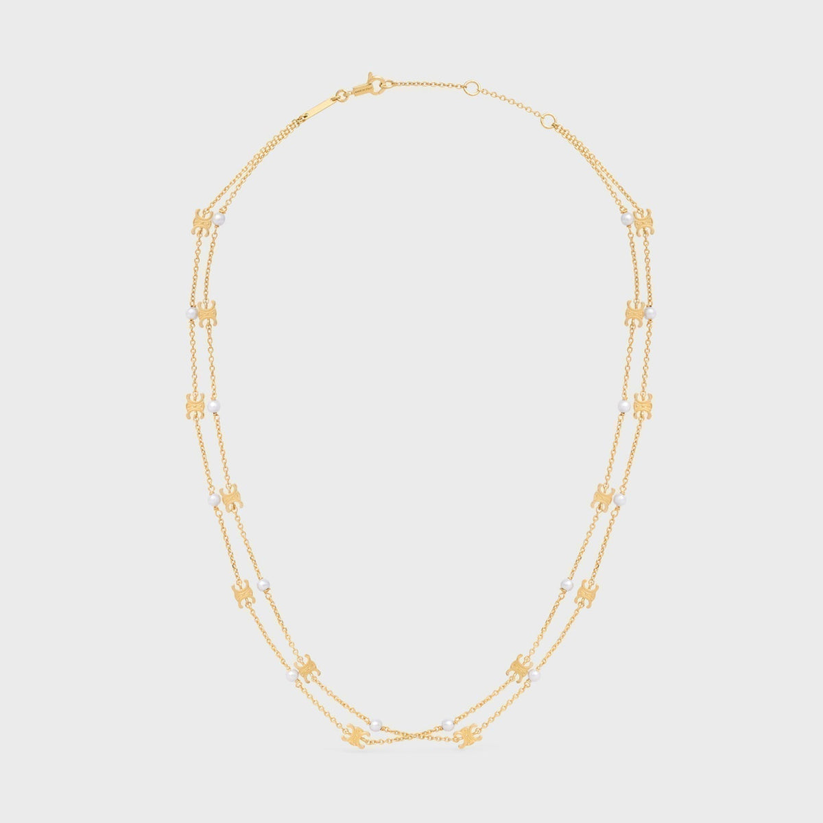 Celine Pearl Double 18K Gold Necklace