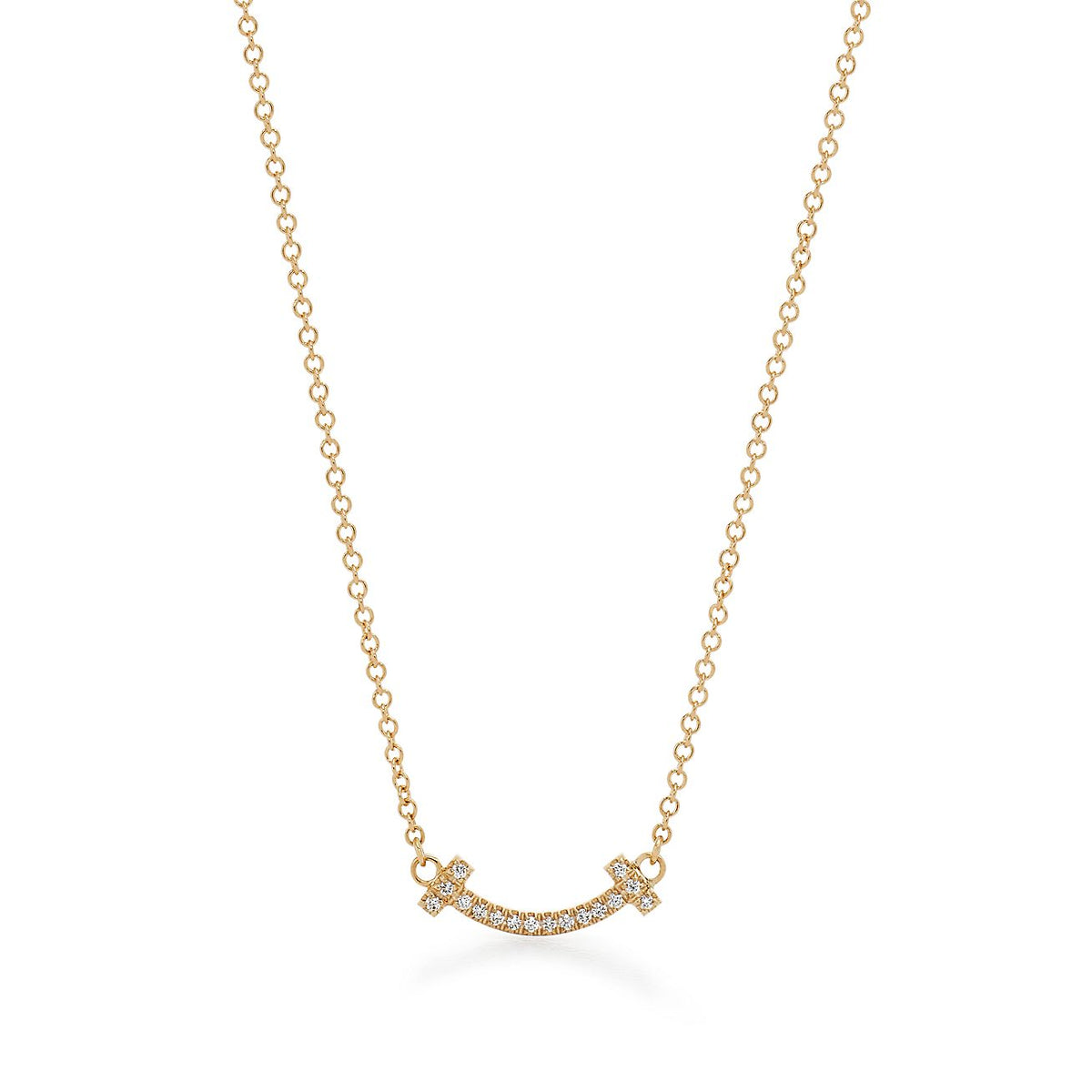 Tiffany Small Diamond Pendant 18K Gold Necklace