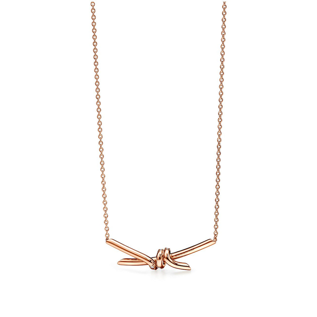 Tiffany Knot Pendant Diamond 18K Gold Necklace