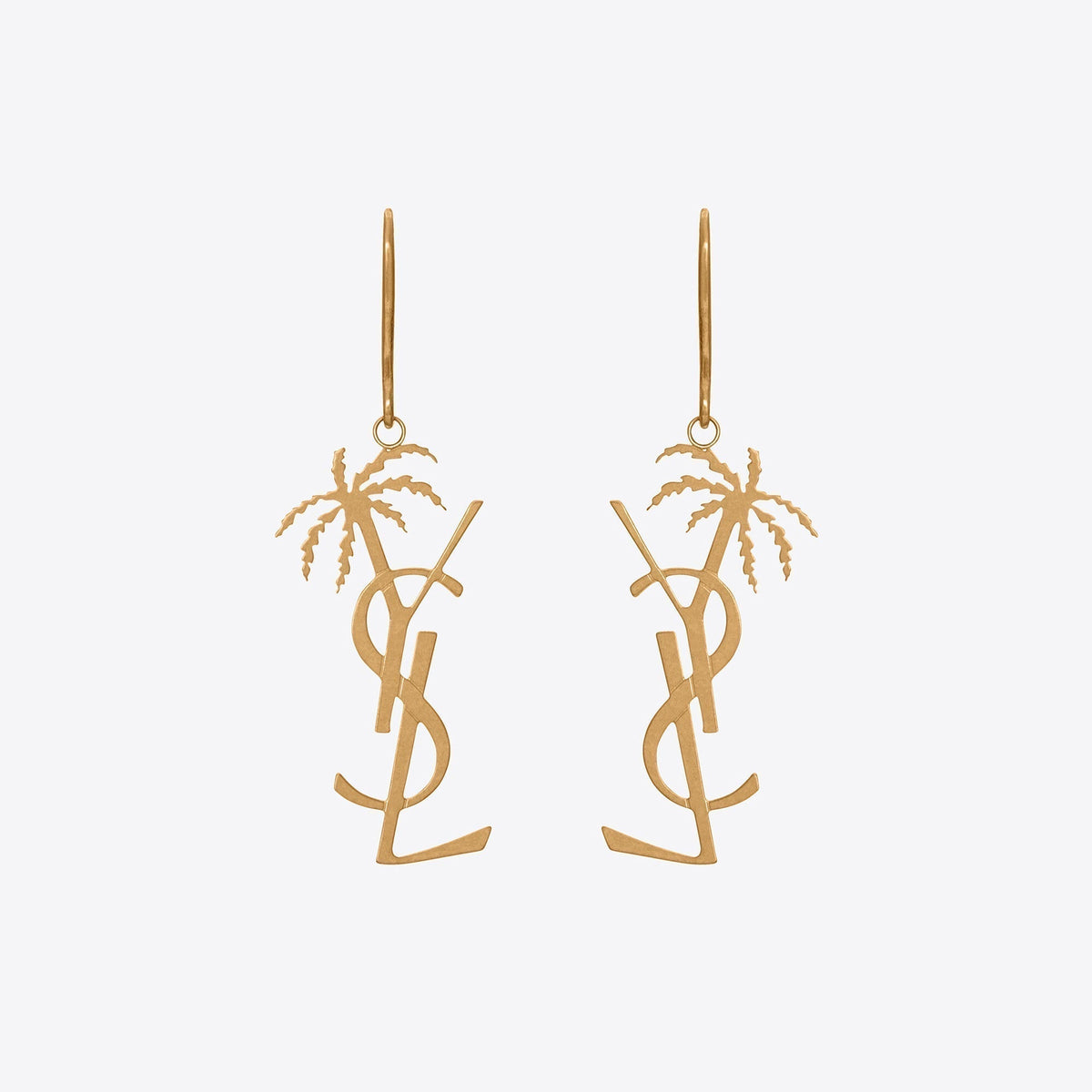YSL Monogram Palmier Statement 18K Gold Earrings