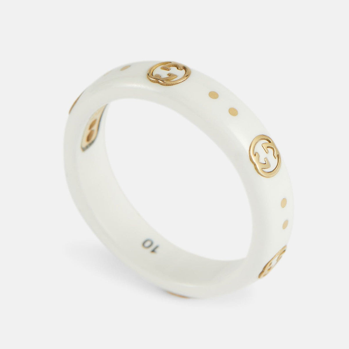 Gucci Double Icon White Zirconia 18K Gold Ring