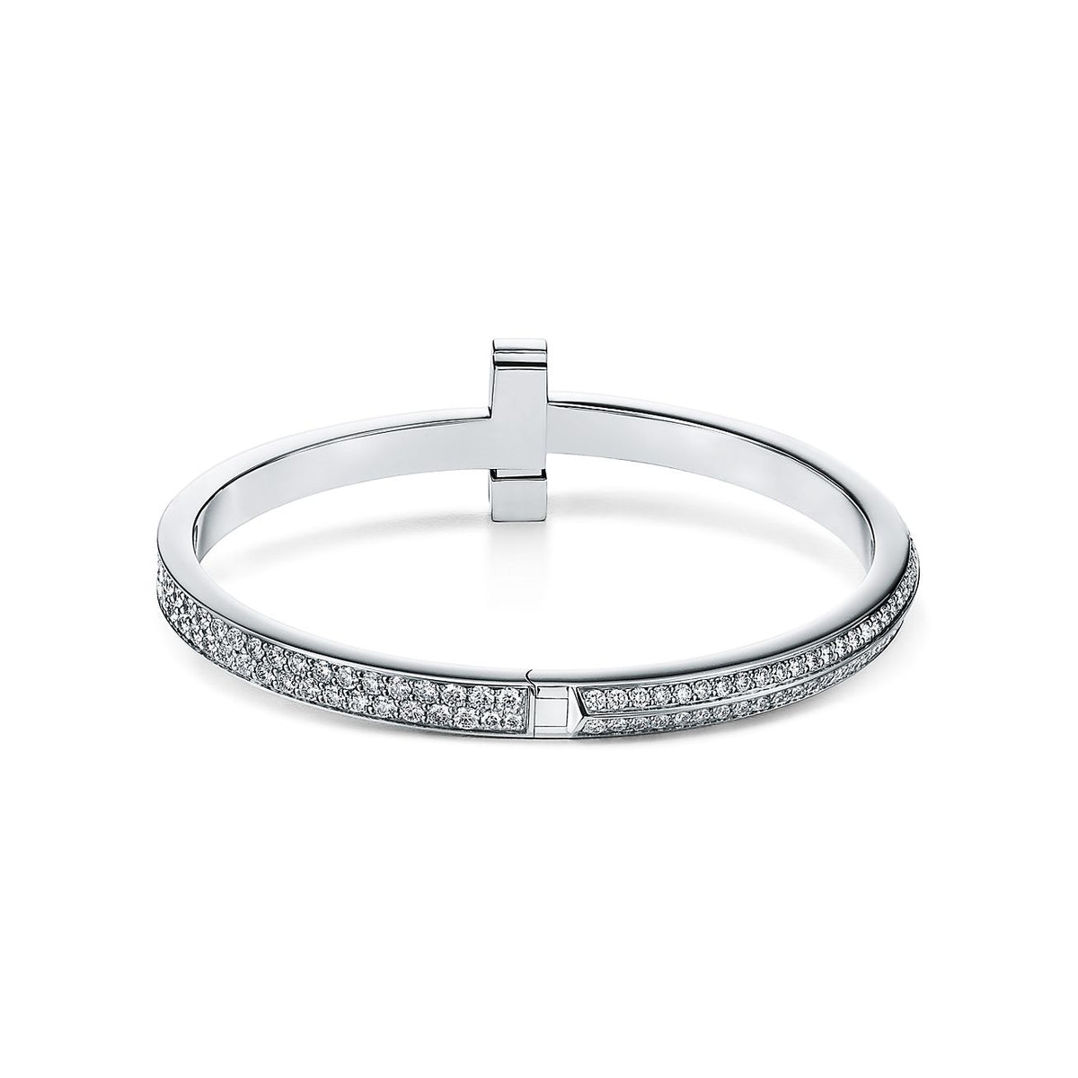 T1 Wide Diamond Hinged Bangle 18K Gold Bracelet