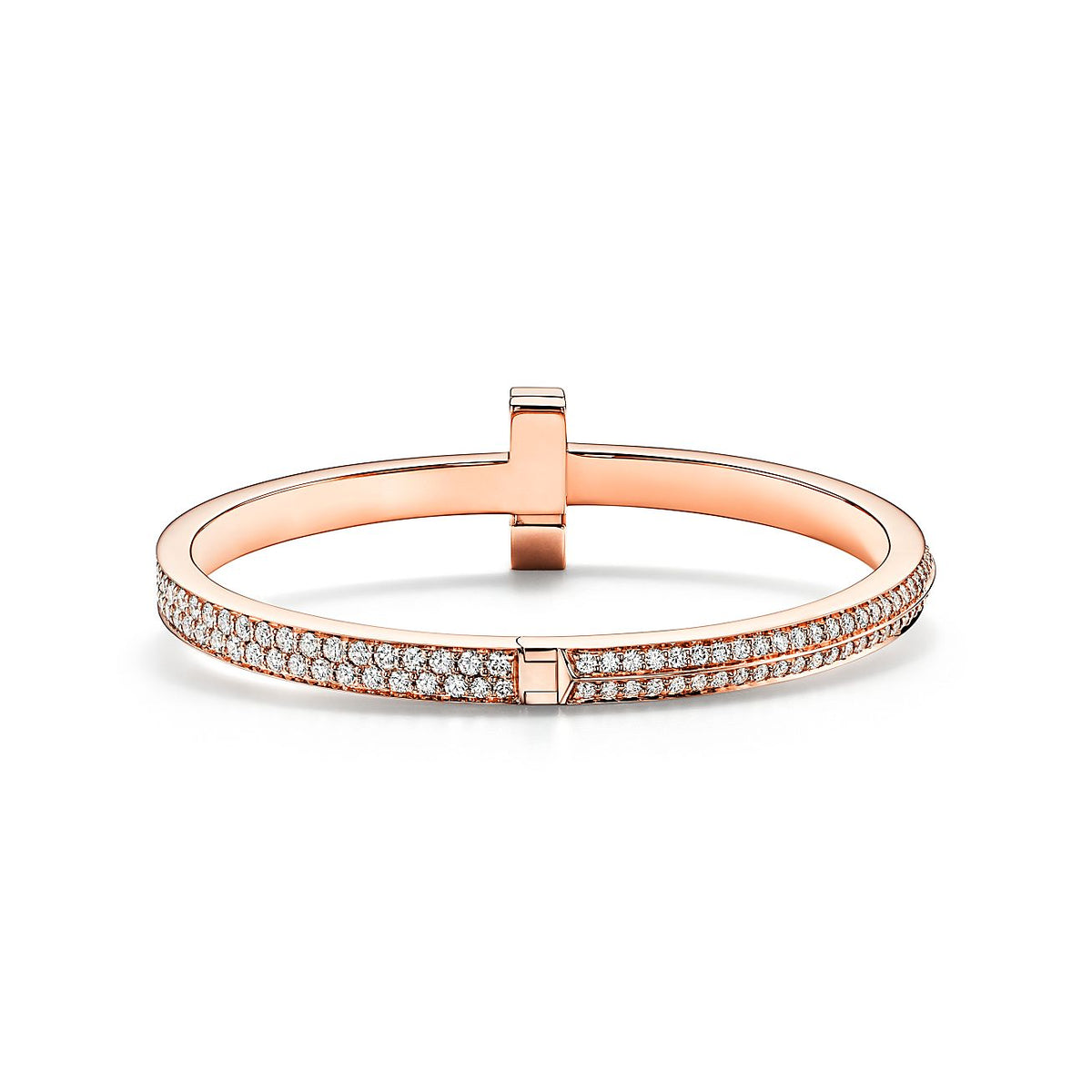 T1 Wide Diamond Hinged Bangle 18K Gold Bracelet