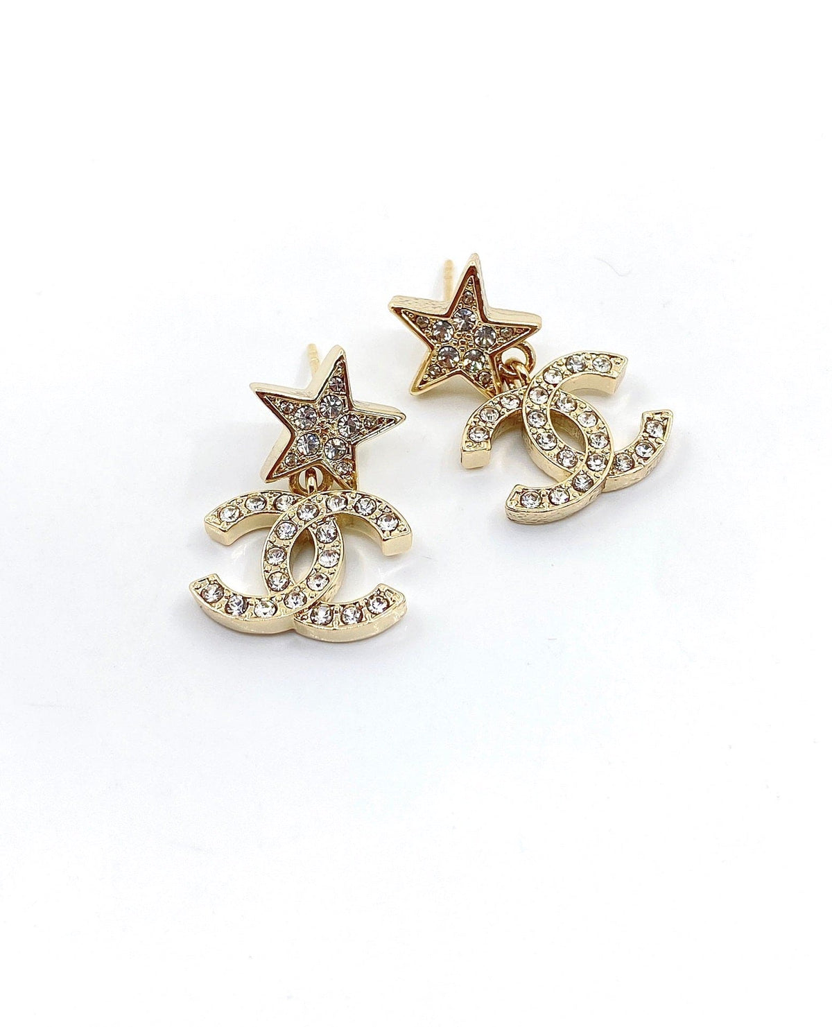 Chanel Star Diamond 18K Gold Earrings