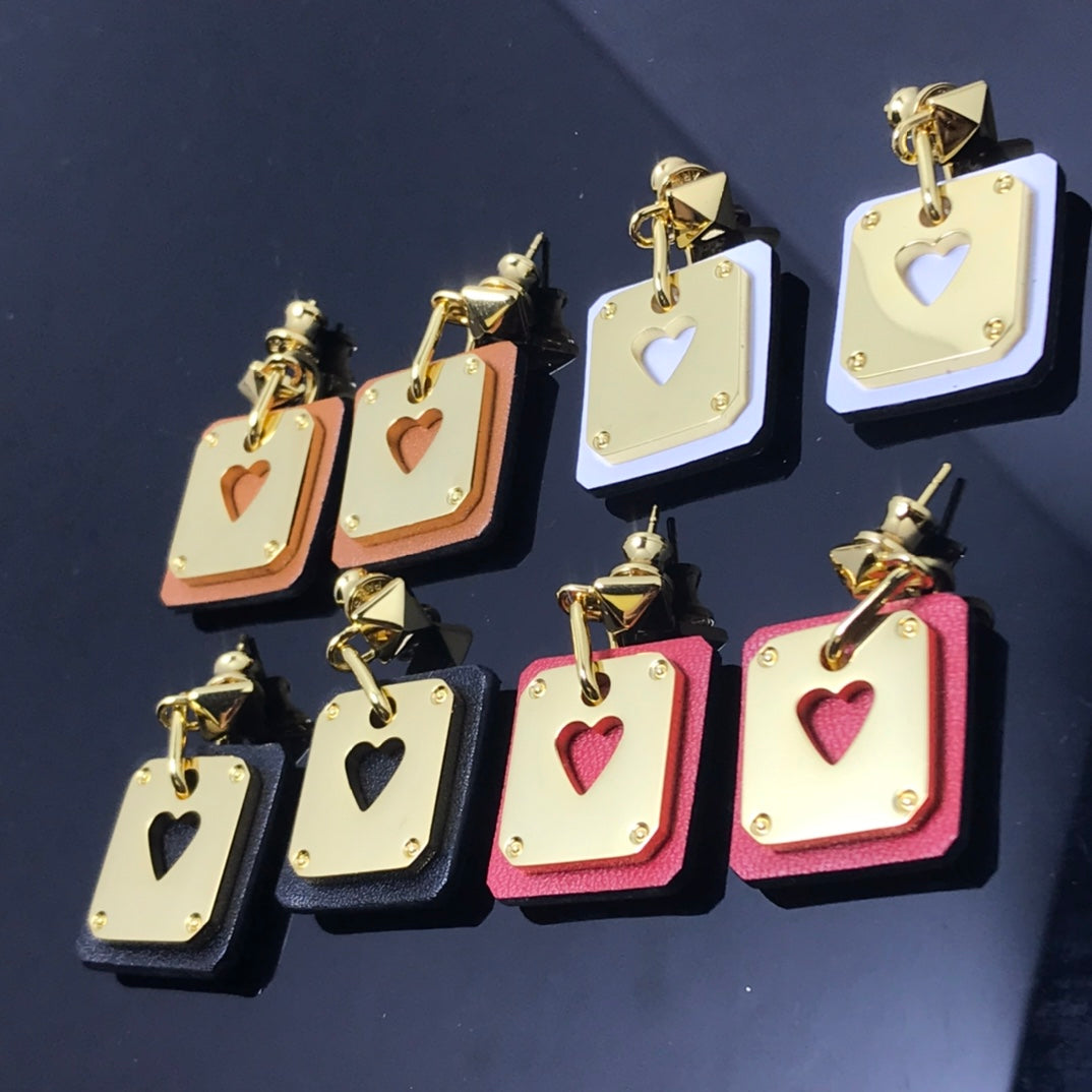 Hermes As De Celine Red 18K Gold Earrings