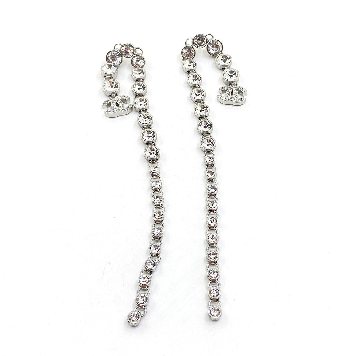 Chanel Long Crystal 18K Gold Earrings