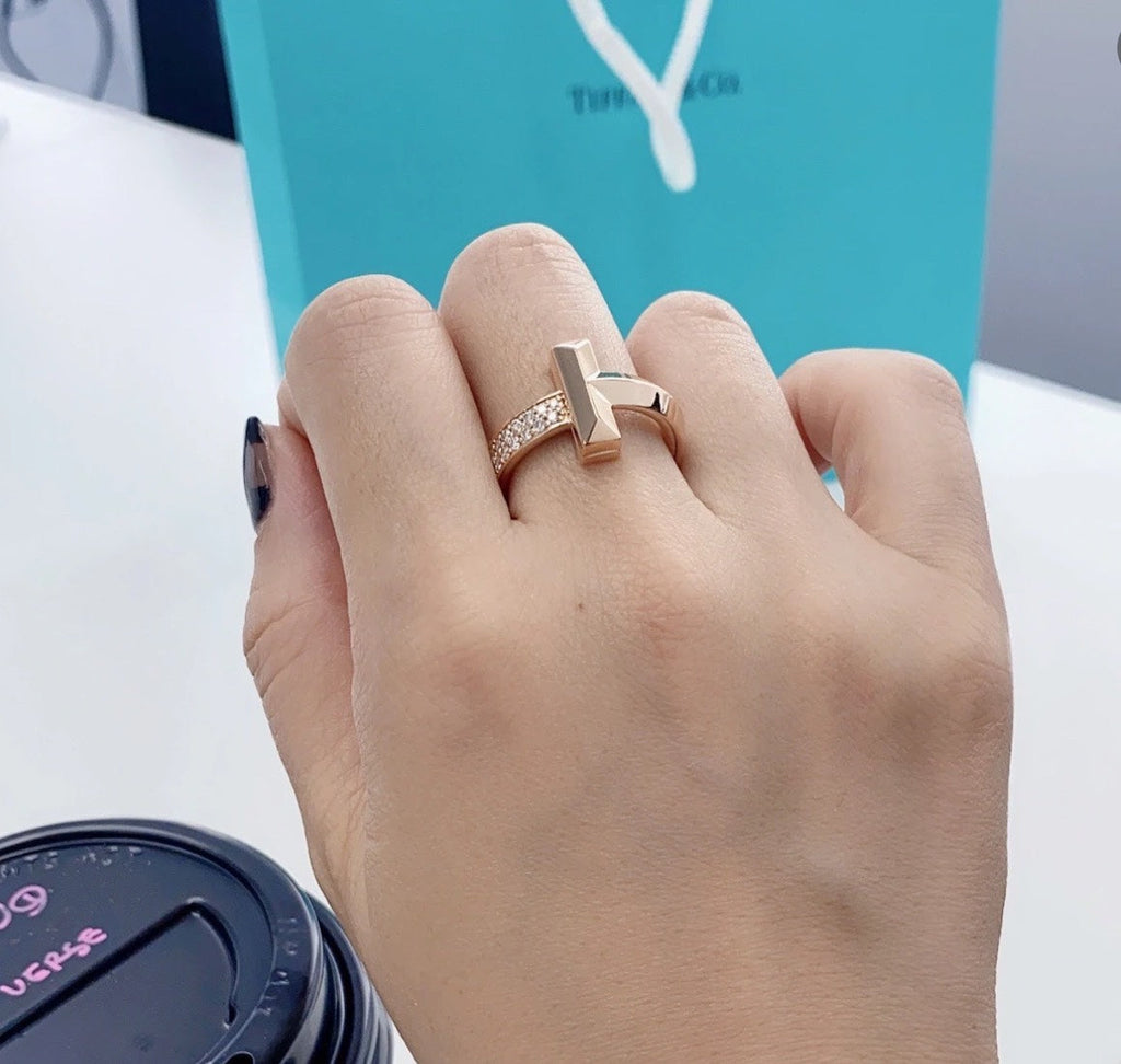 Tiffany Narrow Pave 18K Gold Ring