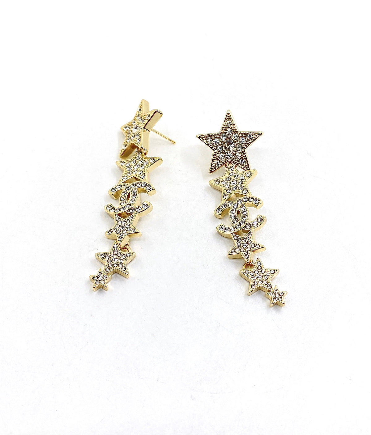 Chanel Star Diamonds Pendant 18K Gold Earrings