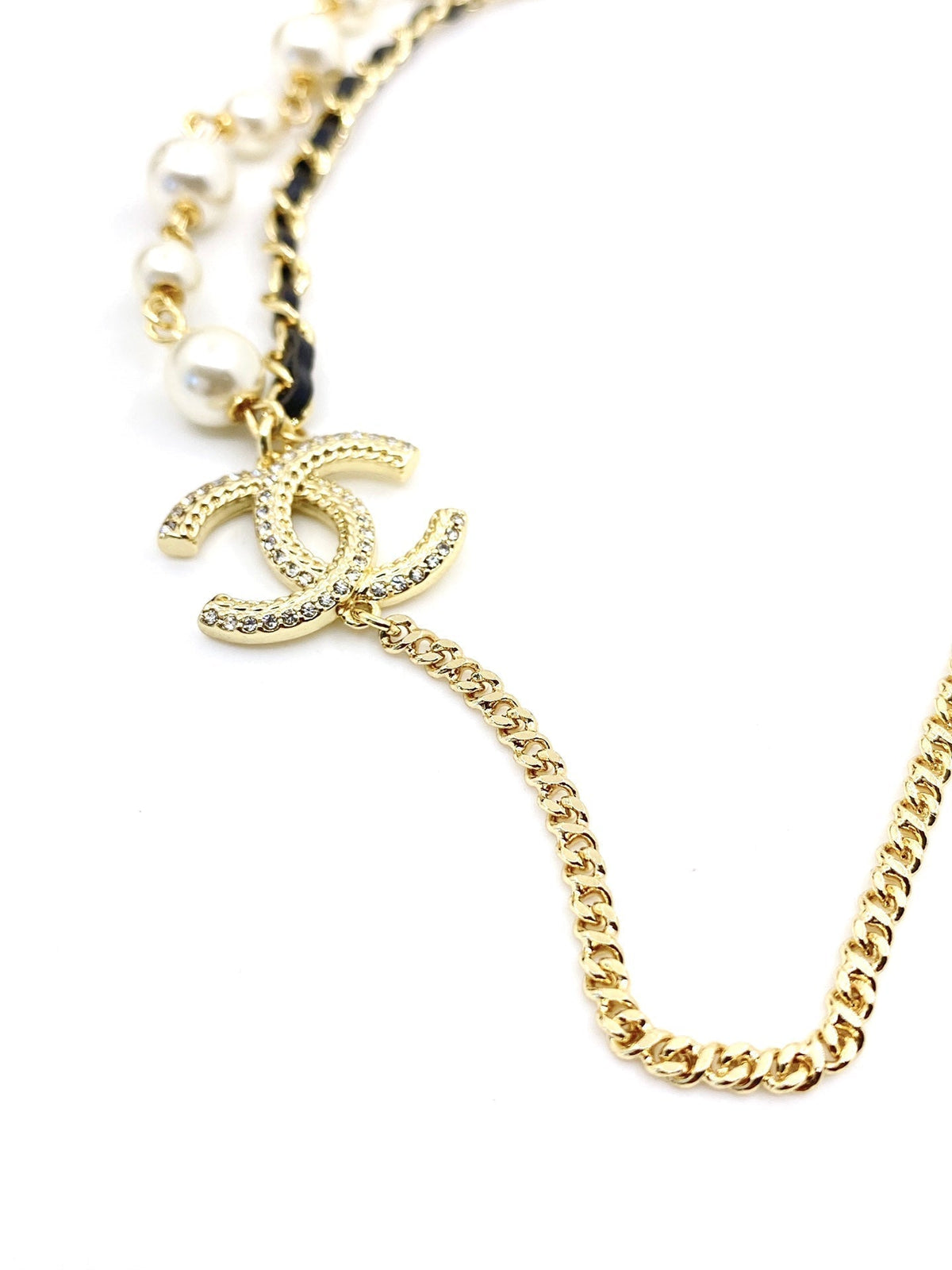 Chanel Pearls & Leather 18K Gold Necklace