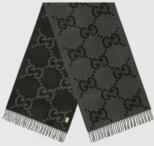 Charcoal Gray and Black Fringed Scarf — hero
